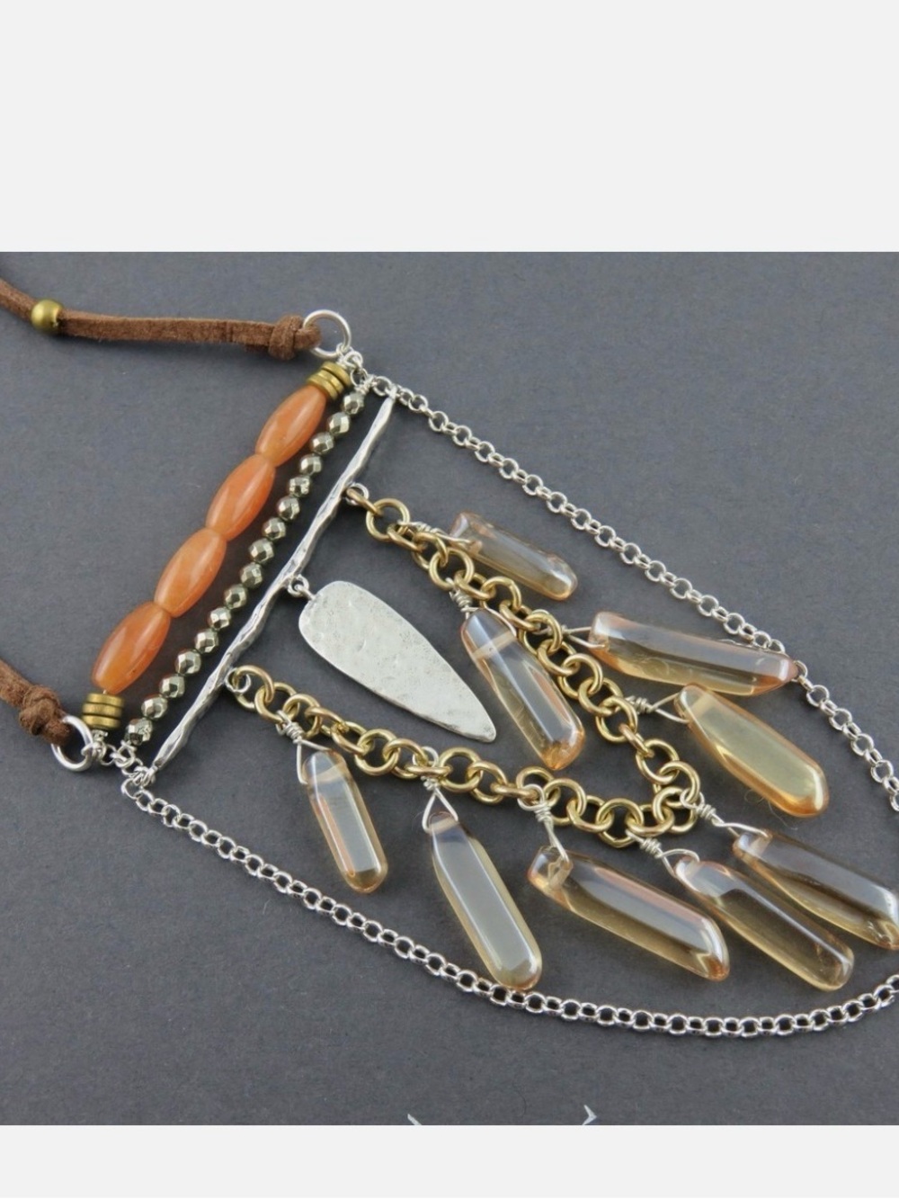 Silpada Sterling Silver Brass Pyrite "SEDONA" Adjustable Necklace N3398